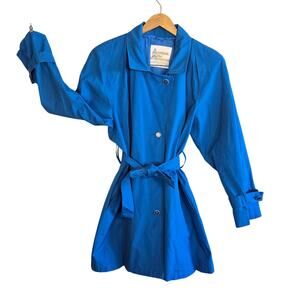 Size 12 – Vintage London Fog cobalt trench coat with belt and crest buttons